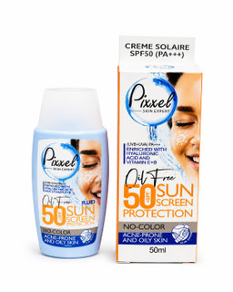 کرم ضد آفتاب پیکسل +++pixxel SPF 50 PA بی رنگ مناسب پوست چرب و مستعد آکنه 50 میلی لیتر