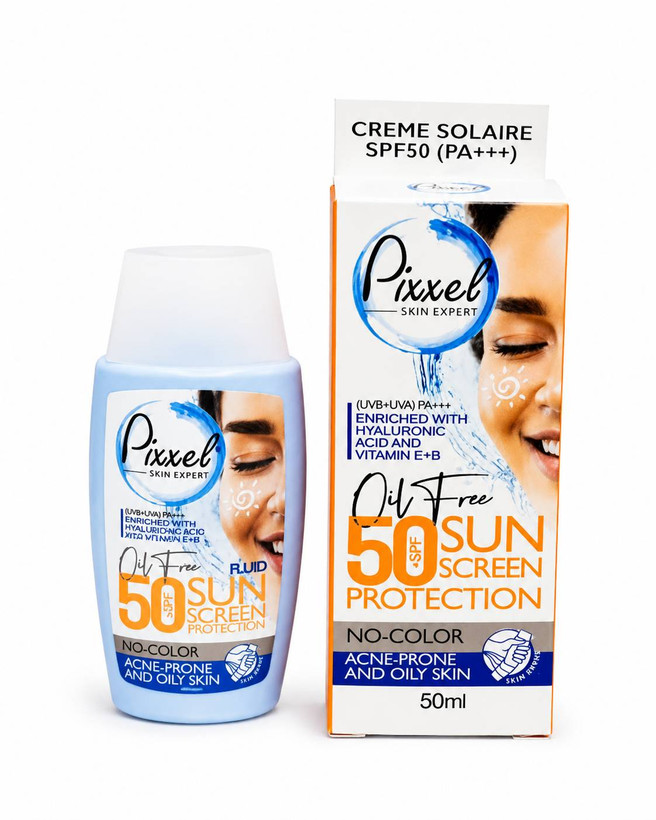کرم ضد آفتاب پیکسل +++pixxel SPF 50 PA بی رنگ مناسب پوست چرب و مستعد آکنه 50 میلی لیتر