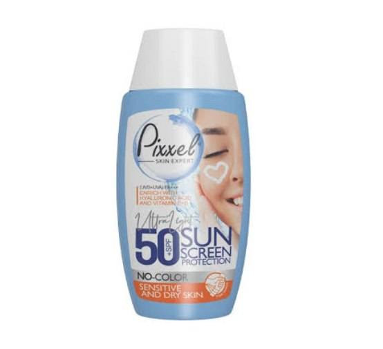 کرم ضد آفتاب پیکسل Pixxel Ultra Light SPF 50 PA+++ بیرنگ مناسب پوست حساس و خشک 50 میلیلیتر
